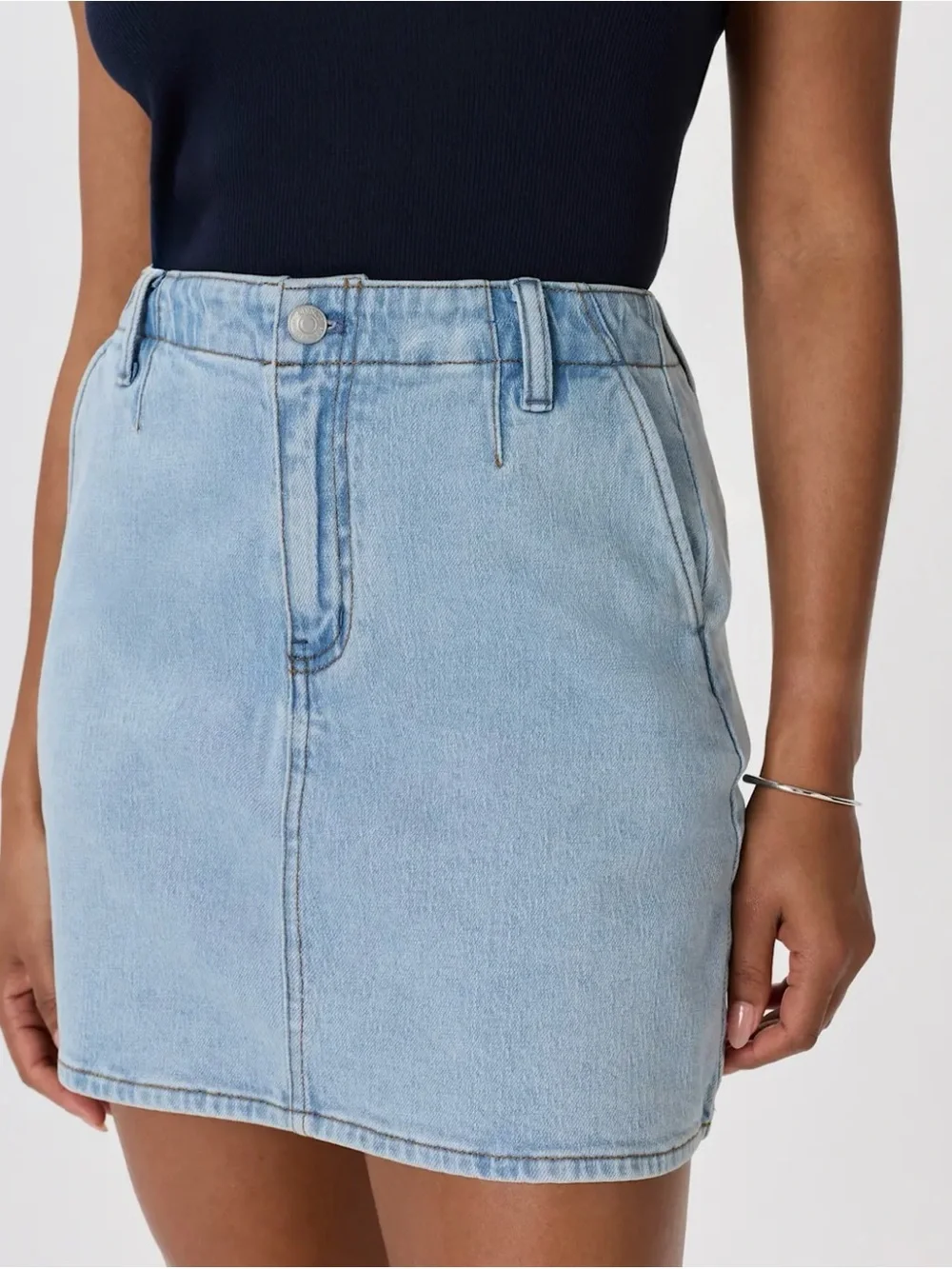 Quince Stretch Denim Mini Skirt - Cool Blue